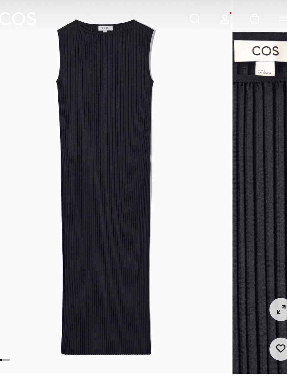 COS Black Ribbed Sleeveless Maxi Dress